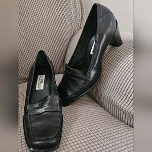 Etienne Aigner Black Leather Women's Preppy Heels